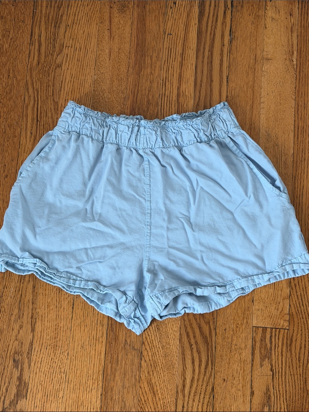 Altar'd State Light Blue Ruffle-Waist Casual Shorts